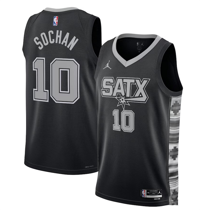 Men's San Antonio Spurs #10 Jeremy Sochan Black 2022 23 Statement Edition Stitched Basketball Jersey Men's San Antonio Spurs #10 Jeremy Sochan Black 2022 23 Statement Edition Stitched Basketball Jersey