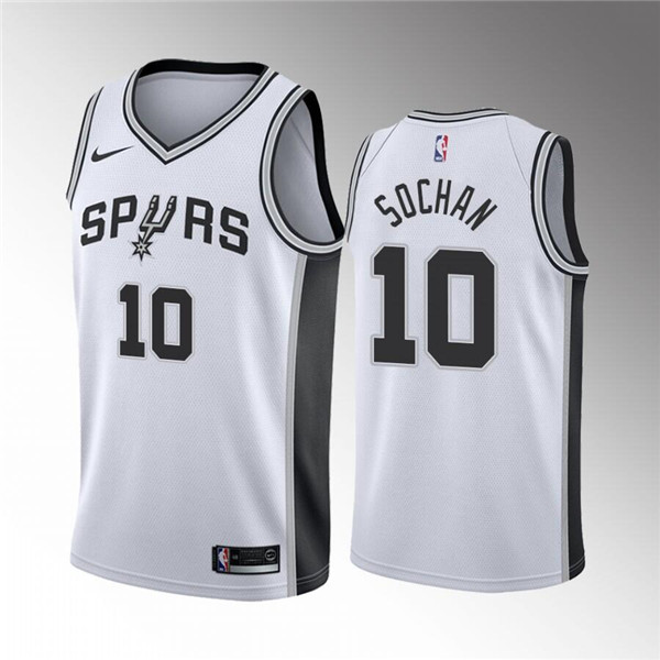 Men's San Antonio Spurs #10 Jeremy Sochan White Association Edition Stitched Jersey Men's San Antonio Spurs #10 Jeremy Sochan White Association Edition Stitched Jersey