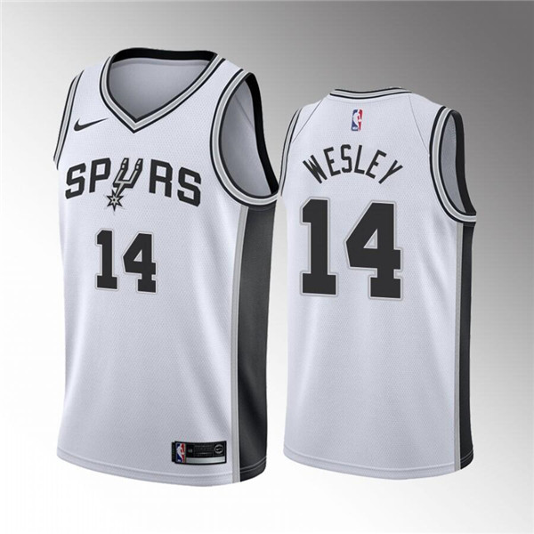 Men's San Antonio Spurs #14 Blake Wesley White Association Edition Stitched Jersey Men's San Antonio Spurs #14 Blake Wesley White Association Edition Stitched Jersey