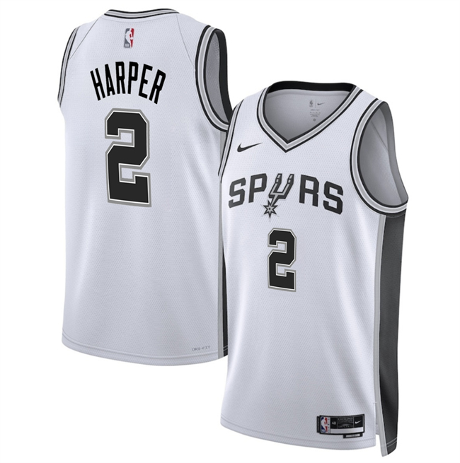 Men's San Antonio Spurs #2 Dylan Harper White 2025 Draft Association Edition Stitched Basketball Jersey Men's San Antonio Spurs #2 Dylan Harper White 2025 Draft Association Edition Stitched Basketball Jersey