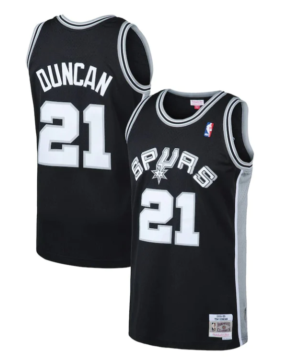 Men's San Antonio Spurs #21 Tim Duncan Black 1998-99 Throwback Basketball Jersey
