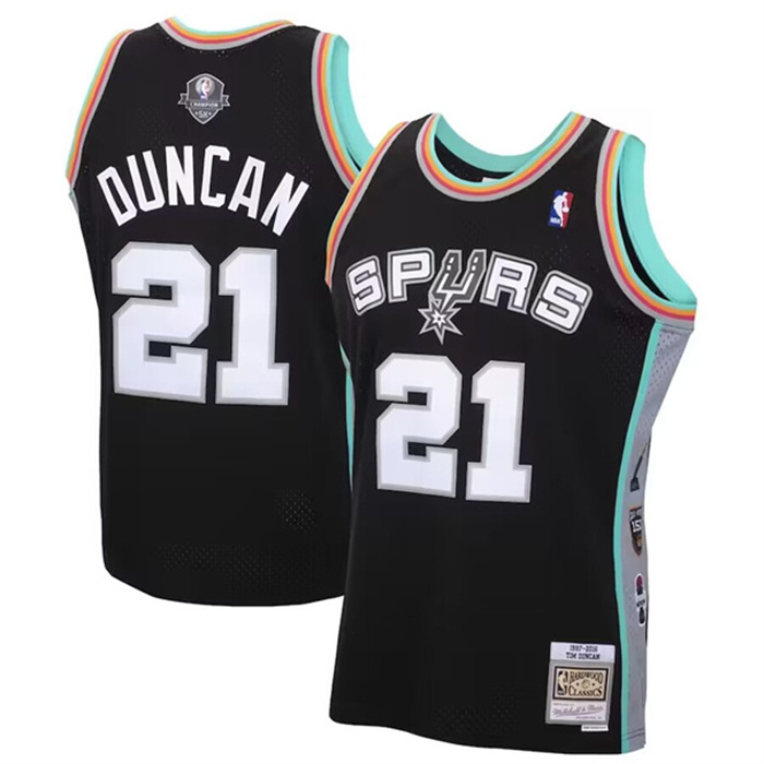 Men's San Antonio Spurs #21 Tim Duncan Black 2020 Hardwood Classics Swingman Stitched Jersey Men's San Antonio Spurs #21 Tim Duncan Black 2020 Hardwood Classics Swingman Stitched Jersey