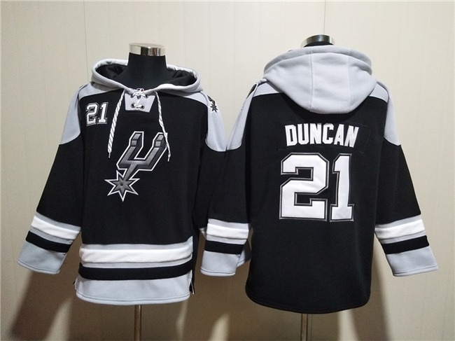 Men's San Antonio Spurs #21 Tim Duncan Black Ageless Must-Have Lace-Up Pullover Hoodie Men's San Antonio Spurs #21 Tim Duncan Black Ageless Must-Have Lace-Up Pullover Hoodie