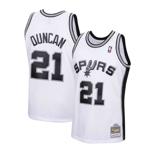 Men's San Antonio Spurs #21 Tim Duncan White 1998-99 Throwback Basketball Jersey Men's San Antonio Spurs #21 Tim Duncan White 1998-99 Throwback Basketball Jersey