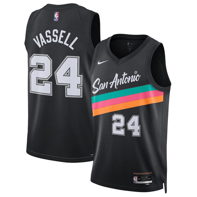 Men's San Antonio Spurs #24 Devin Vassell Black 2025 26 City Edition Stitched Basketball Jersey Men's San Antonio Spurs #24 Devin Vassell Black 2025 26 City Edition Stitched Basketball Jersey