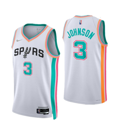 Men's San Antonio Spurs #3 Keldon Johnson 2021 22 White City Edition Stitched Jersey