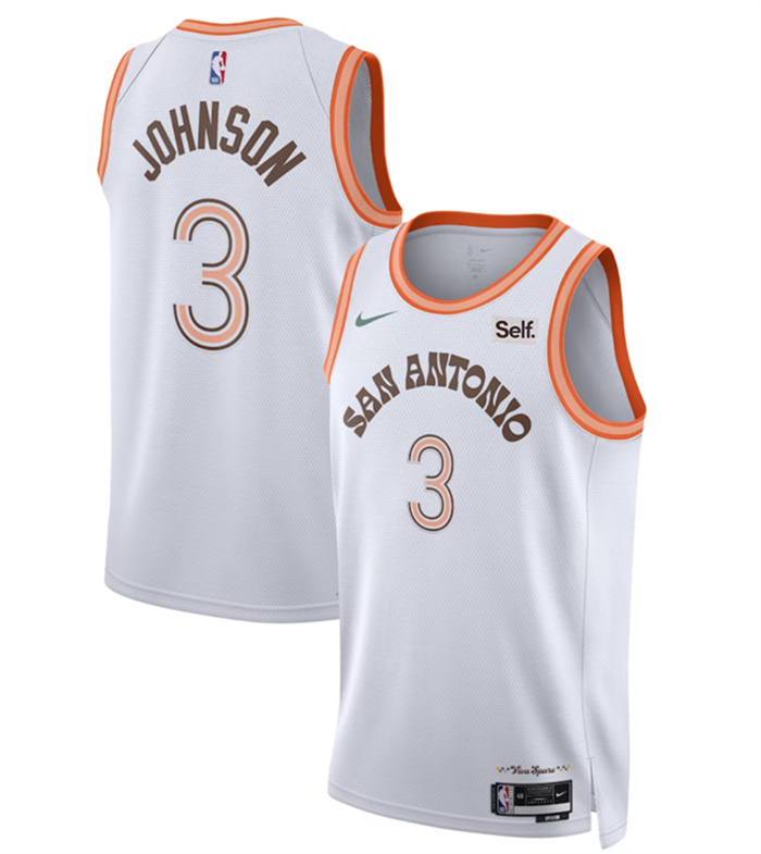 Men's San Antonio Spurs #3 Keldon Johnson White 20233 24 City Edition Stitched Basketball Jersey Men's San Antonio Spurs #3 Keldon Johnson White 20233 24 City Edition Stitched Basketball Jersey