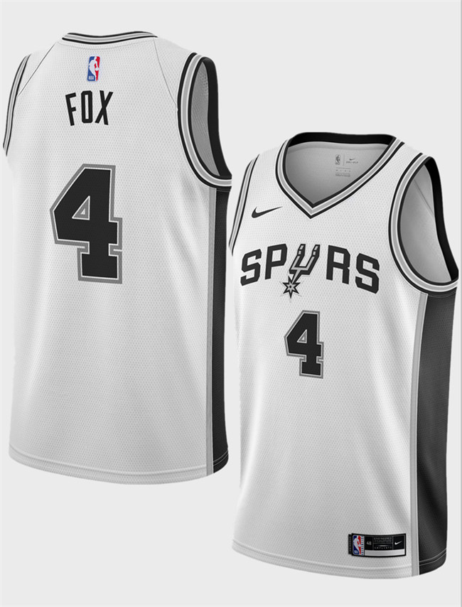 Men's San Antonio Spurs #4 De'Aaron Fox White 2024-25 Association Edition Stitched Basketball Jersey Men's San Antonio Spurs #4 De'Aaron Fox White 2024-25 Association Edition Stitched Basketball Jersey