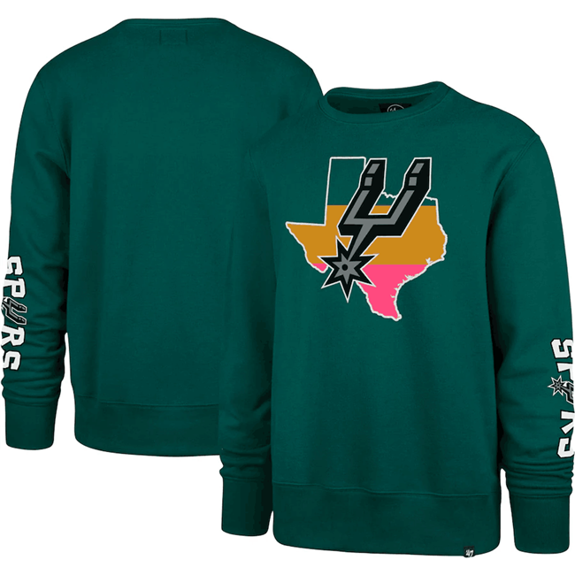Men's San Antonio Spurs '47 Teal 2022 23 City Edition Two-Peat Headline Pullover Sweatshirt