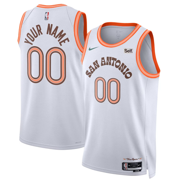 Men's San Antonio Spurs Active Player Custom White 2023 24 City Edition Stitched Basketball Jersey Men's San Antonio Spurs Active Player Custom White 2023 24 City Edition Stitched Basketball Jersey