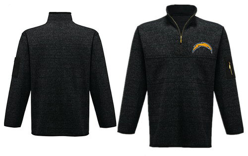 Men's San Diego Chargers Blank Antigua Charcoal Fortune Sweater Knit Microfleece Quarter-Zip Pullover Dark Gray Jacket Men's San Diego Chargers Blank Antigua Charcoal Fortune Sweater Knit Microfleece Quarter-Zip Pullover Dark Gray Jacket
