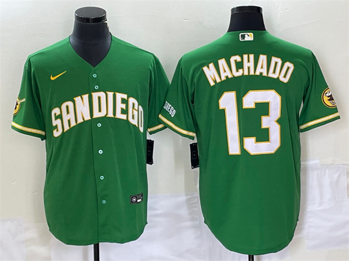 Men's San Diego Padres #13 Manny Machado Green Cool Base Stitched Baseball Jersey Men's San Diego Padres #13 Manny Machado Green Cool Base Stitched Baseball Jersey