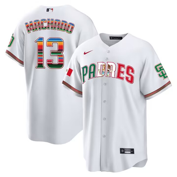Men's San Diego Padres #13 Manny Machado Mexico White Cool Base Stitched Baseball Jersey Men's San Diego Padres #13 Manny Machado Mexico White Cool Base Stitched Baseball Jersey
