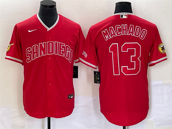 Men's San Diego Padres #13 Manny Machado Red Cool Base Stitched Baseball Jersey Men's San Diego Padres #13 Manny Machado Red Cool Base Stitched Baseball Jersey