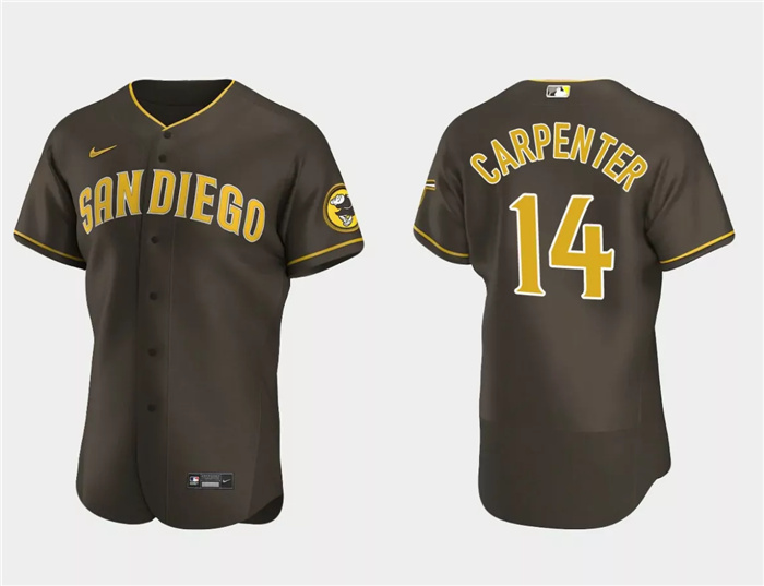 Men's San Diego Padres #14 Matt Carpenter Brown Flex Base Stitched Baseball Jersey Men's San Diego Padres #14 Matt Carpenter Brown Flex Base Stitched Baseball Jersey