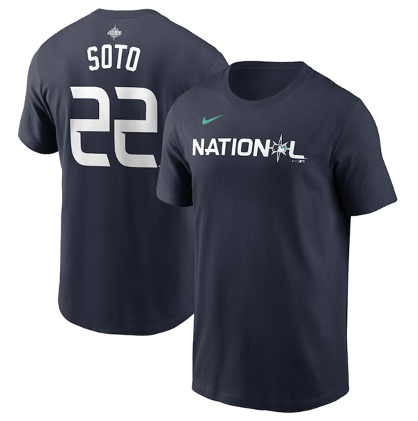 Men's San Diego Padres #22 Juan Soto Navy 2023 All-Star Name & Number T-Shirt Men's San Diego Padres #22 Juan Soto Navy 2023 All-Star Name & Number T-Shirt