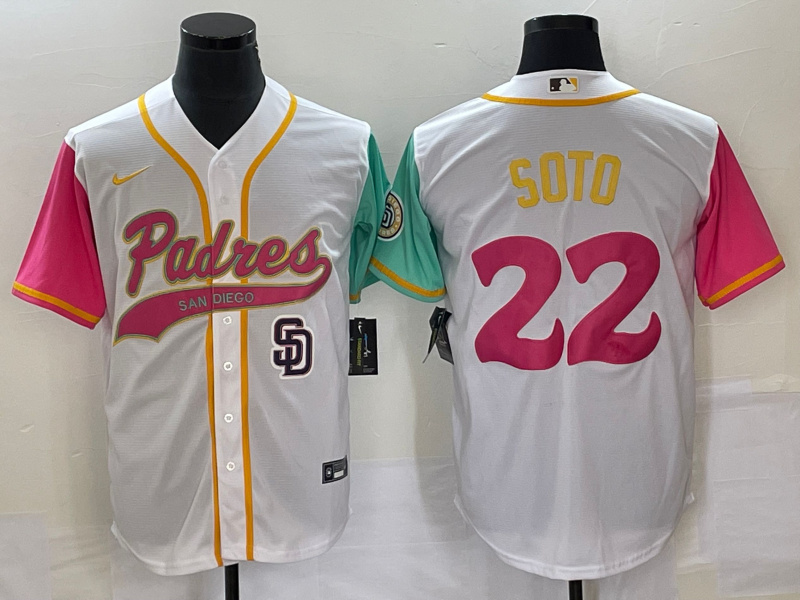 Men's San Diego Padres #22 Juan Soto White City Connect Cool Base With Path Stitched Baseball Jersey Men's San Diego Padres #22 Juan Soto White City Connect Cool Base With Path Stitched Baseball Jersey