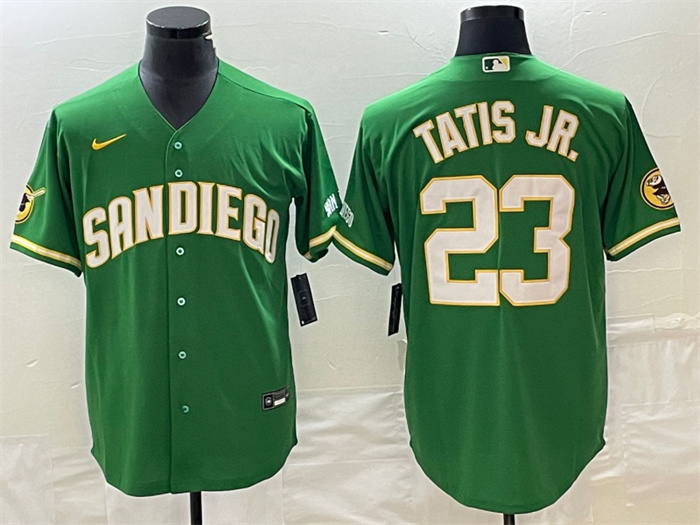 Men's San Diego Padres #23 Fernando Tatis Jr. Green Cool Base Stitched Baseball Jersey Men's San Diego Padres #23 Fernando Tatis Jr. Green Cool Base Stitched Baseball Jersey