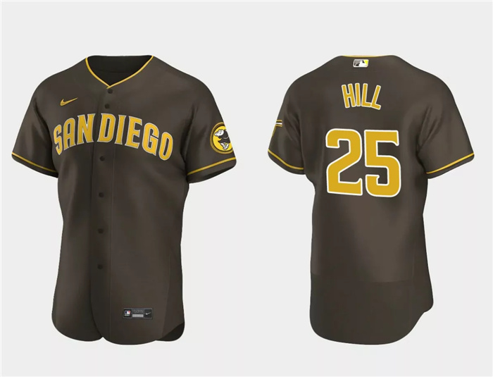Men's San Diego Padres #25 Tim Hill Brown Flex Base Stitched Baseball Jersey Men's San Diego Padres #25 Tim Hill Brown Flex Base Stitched Baseball Jersey