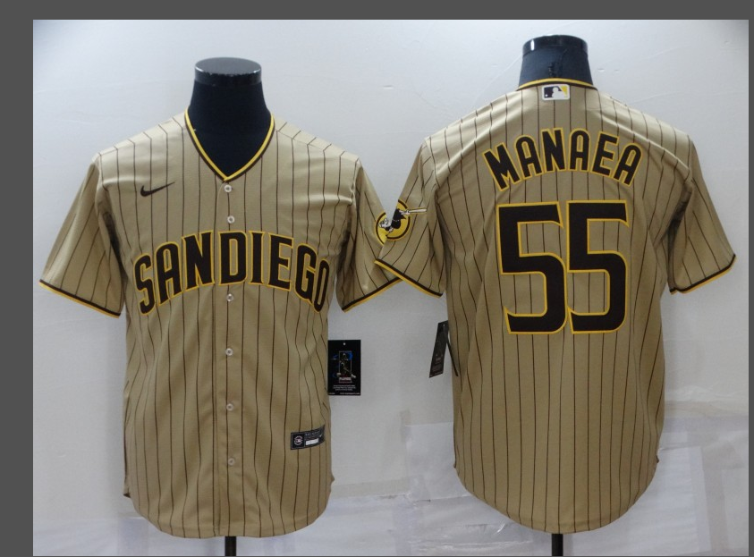 Men's San Diego Padres #55  Sean Manaea Brown Stitichen Authentic  2022 Nike MLB Jersey