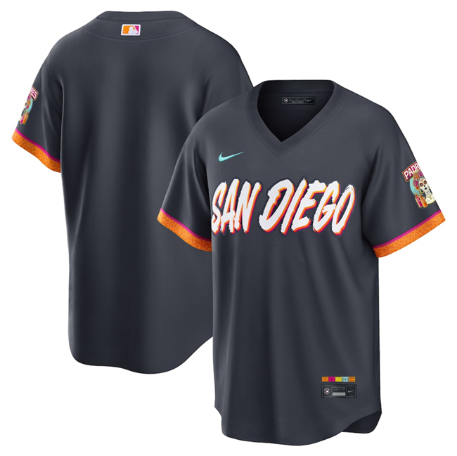 Men's San Diego Padres Blank Obsidian 2026 City Connect Stadium Stitched Baseball Jersey Men's San Diego Padres Blank Obsidian 2026 City Connect Stadium Stitched Baseball Jersey