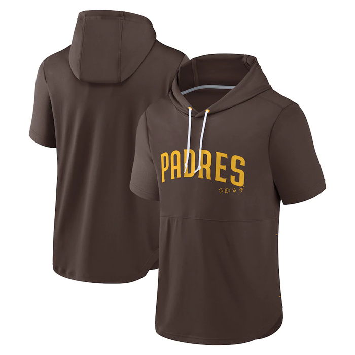 Men's San Diego Padres Brown Sideline Training Hooded Performance T-Shirt Men's San Diego Padres Brown Sideline Training Hooded Performance T-Shirt