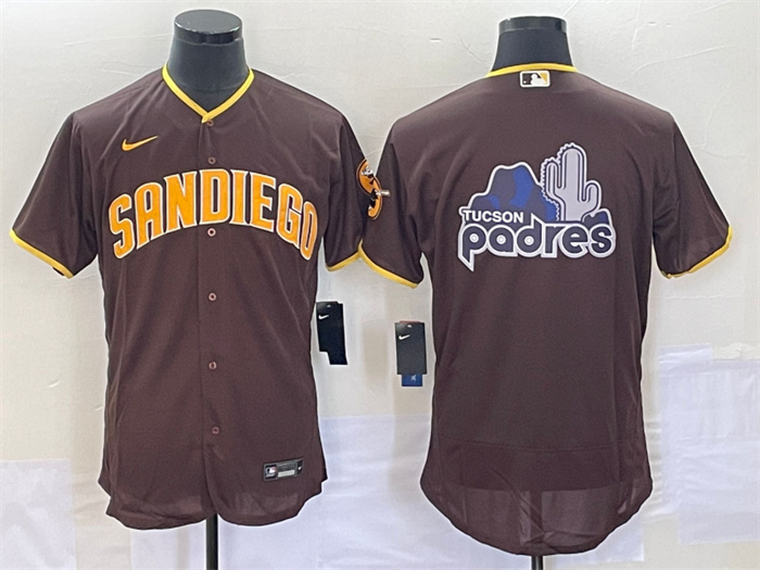 Men's San Diego Padres Brown Team Big Logo Flex Base Stitched Baseball Jersey Men's San Diego Padres Brown Team Big Logo Flex Base Stitched Baseball Jersey