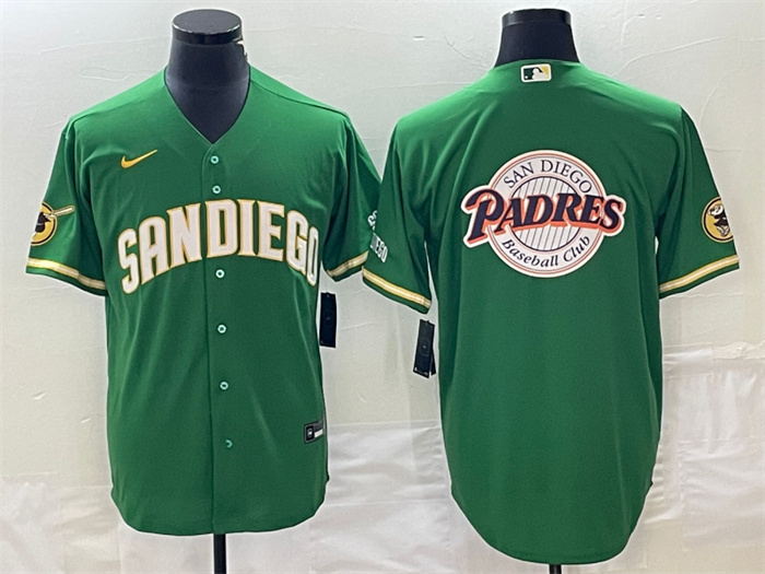 Men's San Diego Padres Green Team Big Logo Cool Base Stitched Baseball Jersey 001 Men's San Diego Padres Green Team Big Logo Cool Base Stitched Baseball Jersey 001