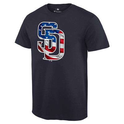 Men's San Diego Padres Navy Banner Wave T-Shirt Men's San Diego Padres Navy Banner Wave T-Shirt