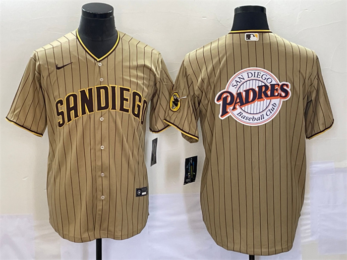 Men's San Diego Padres Tan Team Big Logo Cool Base Stitched Baseball Jersey Men's San Diego Padres Tan Team Big Logo Cool Base Stitched Baseball Jersey