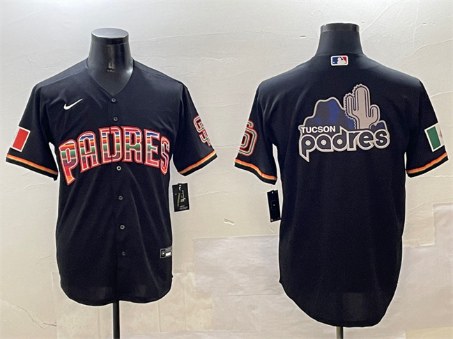 Men's San Diego Padres Team Big Logo Black Mexico Cool Base Stitched Baseball Jersey 3 Men's San Diego Padres Team Big Logo Black Mexico Cool Base Stitched Baseball Jersey 3