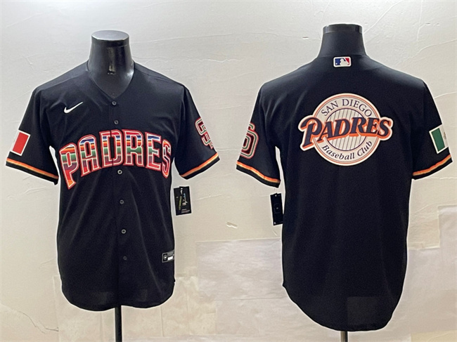 Men's San Diego Padres Team Big Logo Black Mexico Cool Base Stitched Baseball Jersey Men's San Diego Padres Team Big Logo Black Mexico Cool Base Stitched Baseball Jersey
