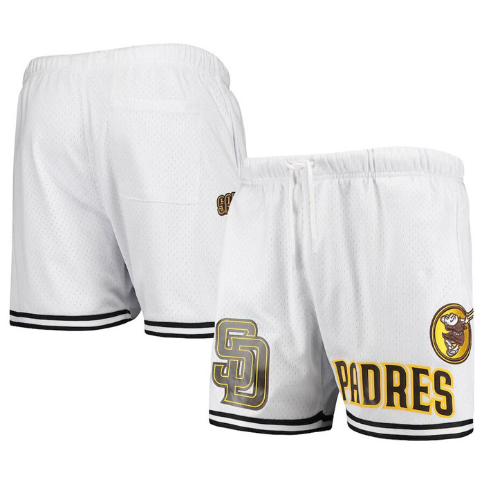 Men's San Diego Padres White Team Logo Mesh Shorts Men's San Diego Padres White Team Logo Mesh Shorts