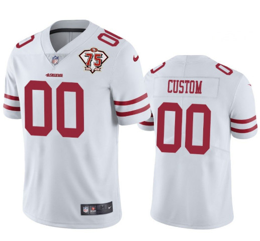 Men's San Francisco 49ers #00 Custom Name Number Jersey White 75th Anniversary Jersey Men's San Francisco 49ers #00 Custom Name Number Jersey White 75th Anniversary Jersey