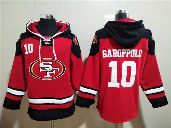 Men's San Francisco 49ers #10 Jimmy Garoppolo Red All Stitched Sweatshirt Hoodie