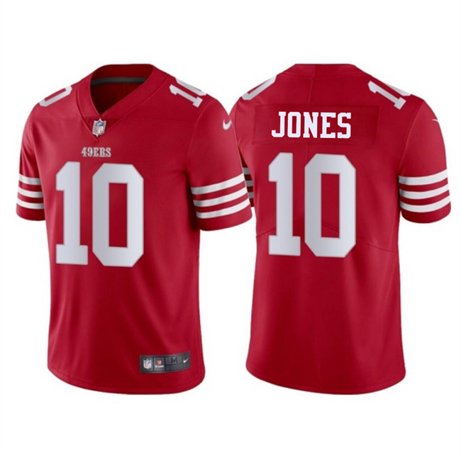 Men's San Francisco 49ers #10 Mac Jones Red 2025 Vapor Untouchable Limited Stitched Football Jersey Men's San Francisco 49ers #10 Mac Jones Red 2025 Vapor Untouchable Limited Stitched Football Jersey