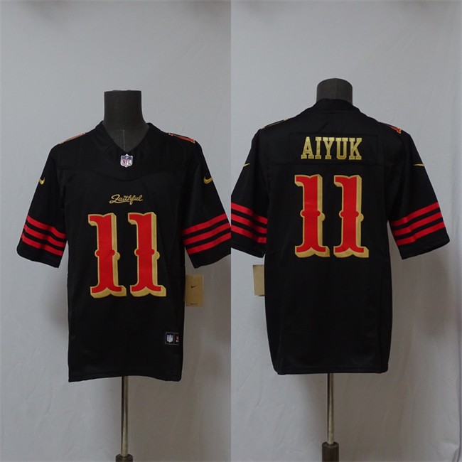 Men's San Francisco 49ers #11 Brandon Aiyuk Black 2025 F.U.S.E. “Rivalries” Vapor Limited Stitched Football Jersey