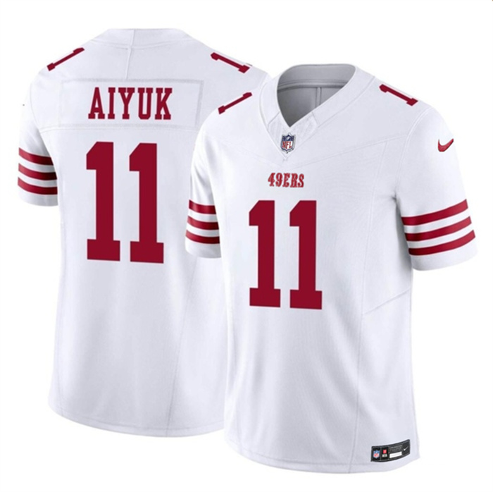 Men's San Francisco 49ers #11 Brandon Aiyuk White 2023 F.U.S.E. Vapor Limited Stitched Football Jersey Men's San Francisco 49ers #11 Brandon Aiyuk White 2023 F.U.S.E. Vapor Limited Stitched Football Jersey