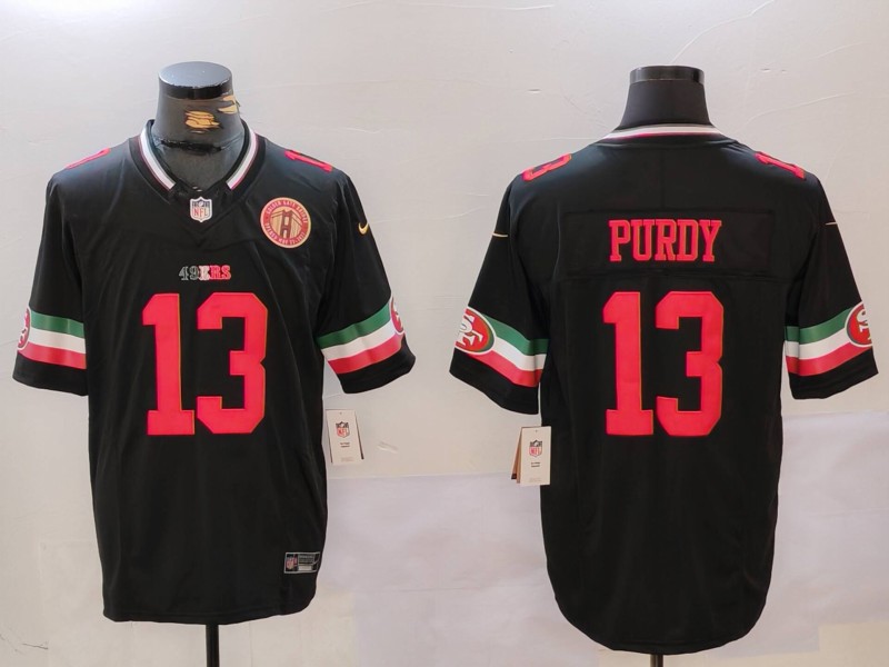 Men's San Francisco 49ers #13 Brock Purdy Black F.U.S.E. Mexico With Gate Bridge Patch Vapor Limited Stitched Football Jersey Men's San Francisco 49ers #13 Brock Purdy Black F.U.S.E. Mexico With Gate Bridge Patch Vapor Limited Stitched Football Jersey