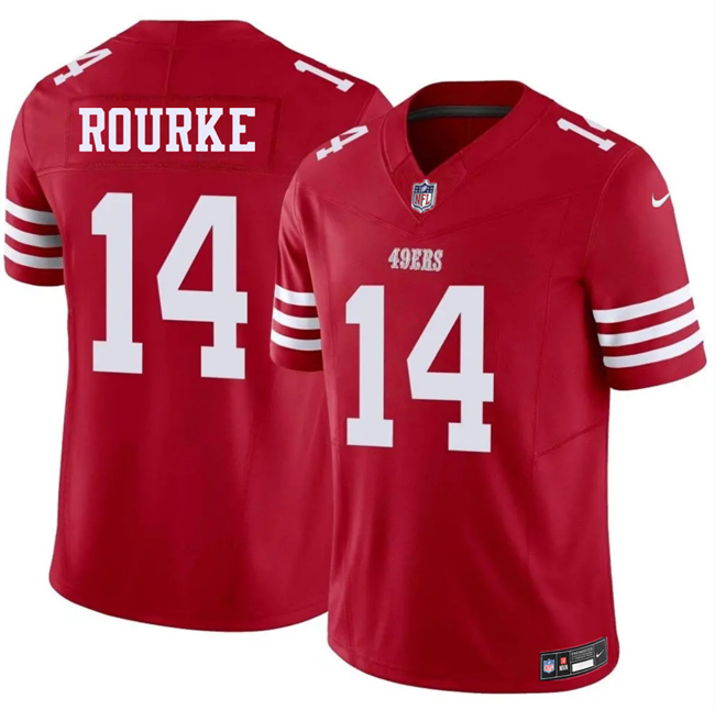 Men's San Francisco 49ers #14 Kurtis Rourke Red 2026 F.U.S.E. Vapor Untouchable Limited Stitched Football Jersey Men's San Francisco 49ers #14 Kurtis Rourke Red 2026 F.U.S.E. Vapor Untouchable Limited Stitched Football Jersey