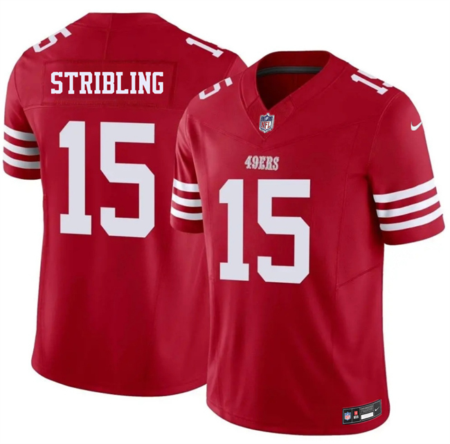 Men's San Francisco 49ers #15 De'Zhaun Stribling Red 2026 F.U.S.E. Vapor Untouchable Limited Stitched Football Jersey Men's San Francisco 49ers #15 De'Zhaun Stribling Red 2026 F.U.S.E. Vapor Untouchable Limited Stitched Football Jersey
