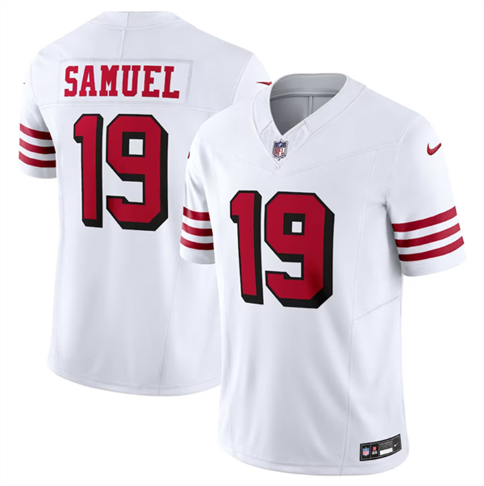 Men's San Francisco 49ers #19 Deebo Samuel New White 2023 F.U.S.E. Vapor Untouchable Limited Stitched Football Jersey Men's San Francisco 49ers #19 Deebo Samuel New White 2023 F.U.S.E. Vapor Untouchable Limited Stitched Football Jersey