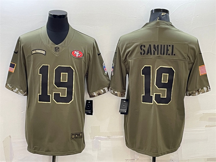 Men's San Francisco 49ers #19 Deebo Samuel Olive 2022 Salute To Service Limited Stitched Jersey Men's San Francisco 49ers #19 Deebo Samuel Olive 2022 Salute To Service Limited Stitched Jersey