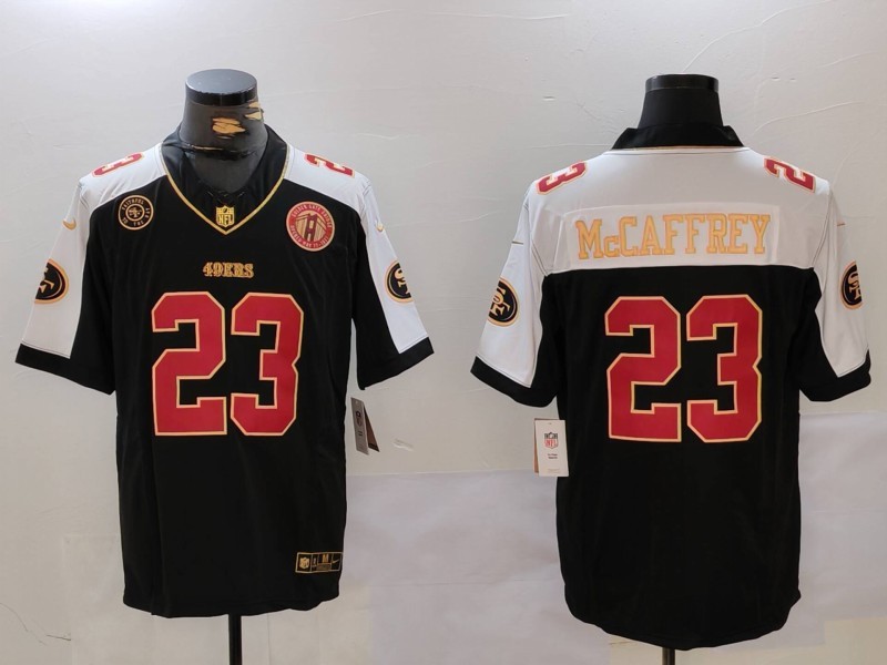 Men's San Francisco 49ers #23 Christian McCaffrey Balck F.U.S.E. Golden Gate Bridge Patch Alternate With Patch Vapor Limited Stitched Football Jersey Men's San Francisco 49ers #23 Christian McCaffrey Balck F.U.S.E. Golden Gate Bridge Patch Alternate With Patch Vapor Limited Stitched Football Jersey