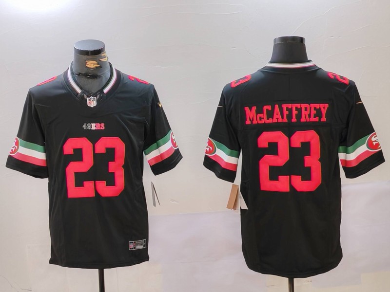 Men's San Francisco 49ers #23 Christian McCaffrey Black F.U.S.E. Mexico Vapor Limited Stitched Football Jersey Men's San Francisco 49ers #23 Christian McCaffrey Black F.U.S.E. Mexico Vapor Limited Stitched Football Jersey