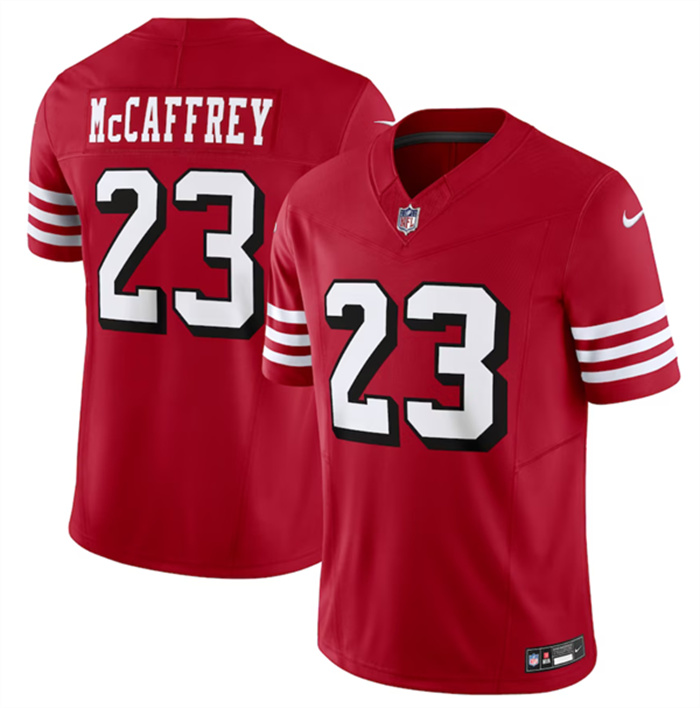 Men's San Francisco 49ers #23 Christian McCaffrey New Red 2023 F.U.S.E. Vapor Untouchable Limited Stitched Football Jersey Men's San Francisco 49ers #23 Christian McCaffrey New Red 2023 F.U.S.E. Vapor Untouchable Limited Stitched Football Jersey