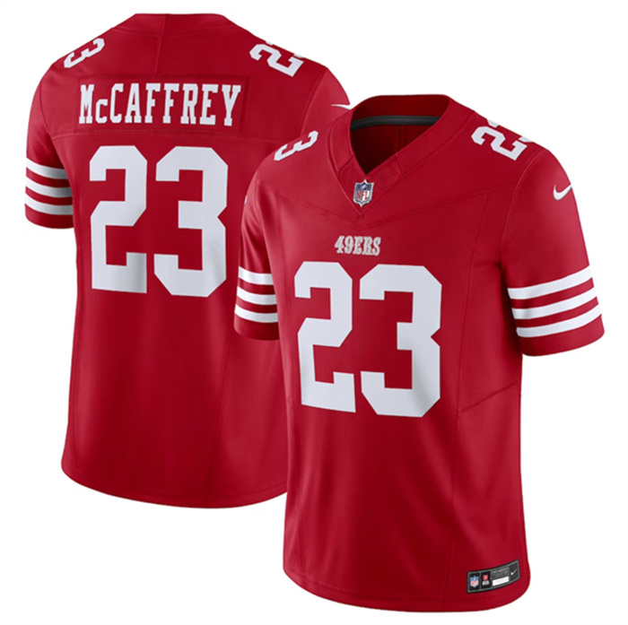 Men's San Francisco 49ers #23 Christian McCaffrey Red 2023 F.U.S.E. Vapor Untouchable Limited Stitched Football Jersey Men's San Francisco 49ers #23 Christian McCaffrey Red 2023 F.U.S.E. Vapor Untouchable Limited Stitched Football Jersey