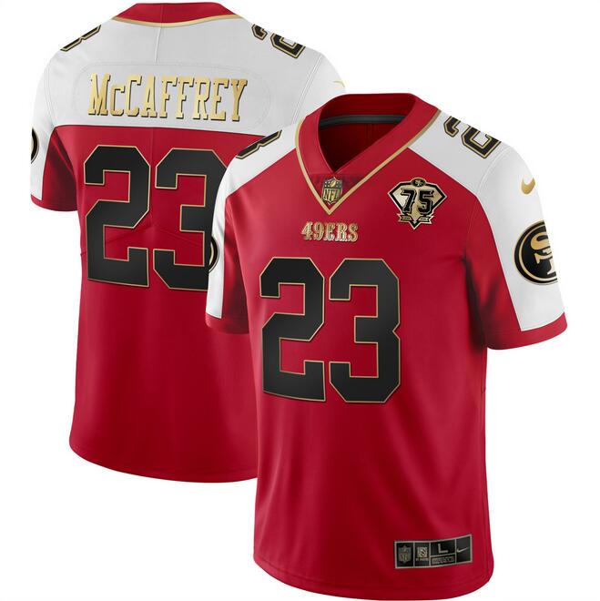 Men-27s-San-Francisco-49ers--2323-Christian-McCaffrey-Red-Gold-With-75th-Patch-Vapor-Limited-Stitched-Football-Jersey-918-32830 Men-27s-San-Francisco-49ers--2323-Christian-McCaffrey-Red-Gold-With-75th-Patch-Vapor-Limited-Stitched-Football-Jersey-918-32830