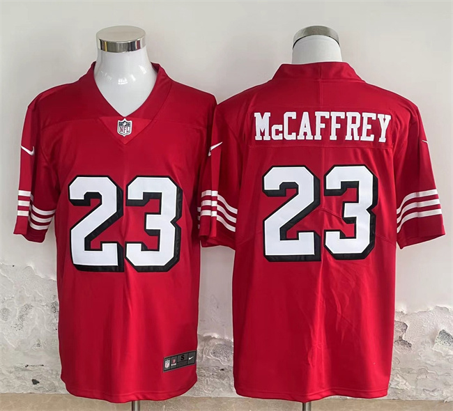 Men's San Francisco 49ers #23 Christian McCaffrey Red Vapor Untouchable Limited Stitched Jersey Men's San Francisco 49ers #23 Christian McCaffrey Red Vapor Untouchable Limited Stitched Jersey