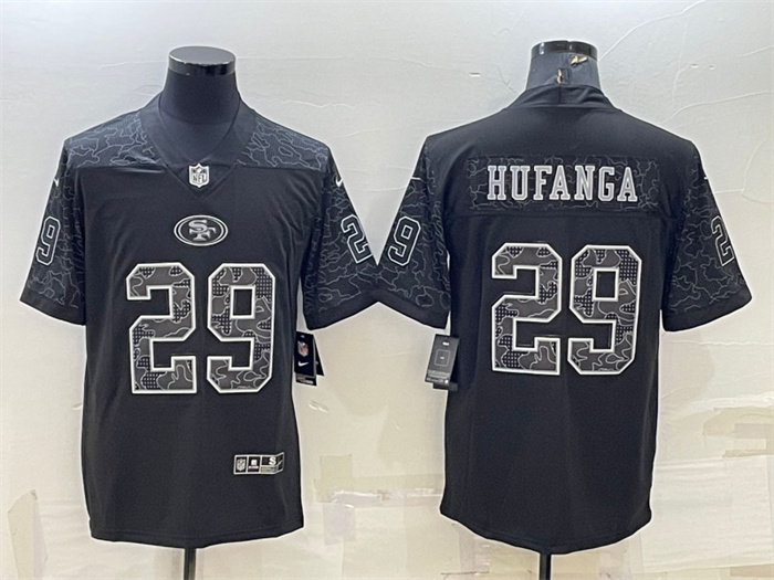 Men's San Francisco 49ers #29 Talanoa Hufanga Black Reflective Limited Stitched Football Jersey Men's San Francisco 49ers #29 Talanoa Hufanga Black Reflective Limited Stitched Football Jersey